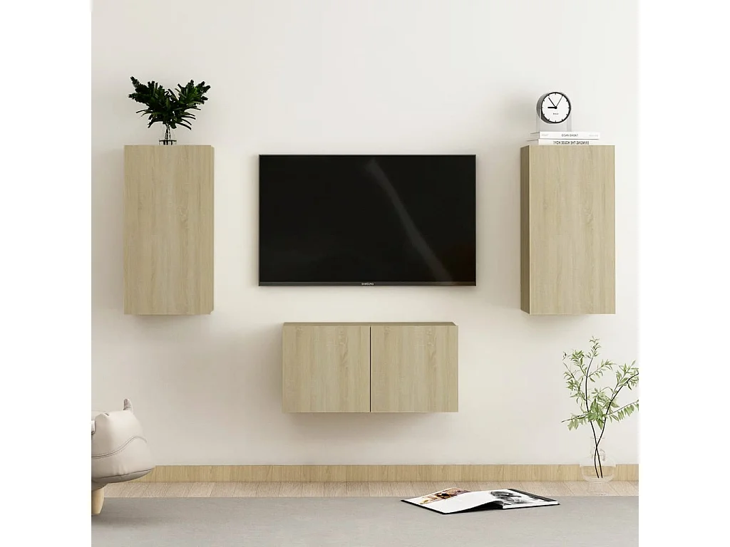 Ensemble de meubles TV 3 pcs Chêne sonoma Bois d'ingénierie