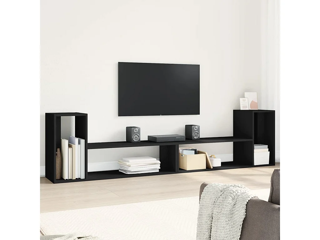 Meubles TV 2 pcs noir 100x30x50 cm bois d'ingénierie