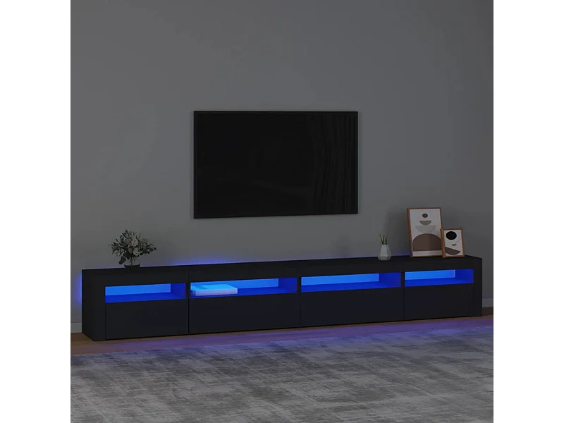 Móvel de TV com luzes LED 270x35x40 cm preto