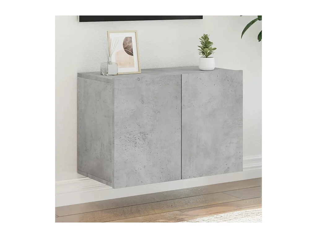 Meuble TV mural gris béton 60x30x41 cm