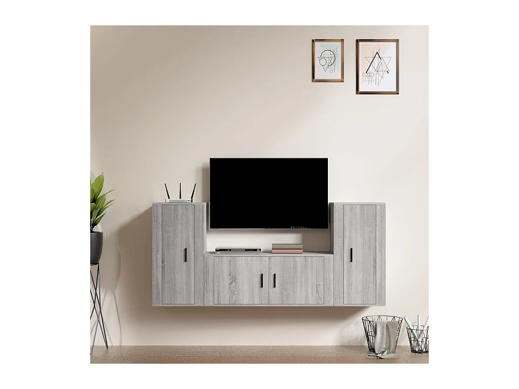 Ensemble de meubles TV 3 pcs Sonoma gris Bois d'ingénierie