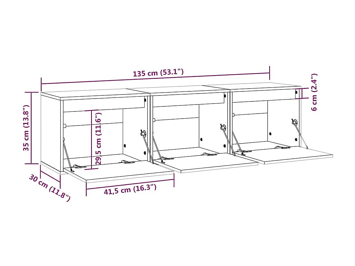 TV-Schränke 3 Stk. Massivholz Kiefer