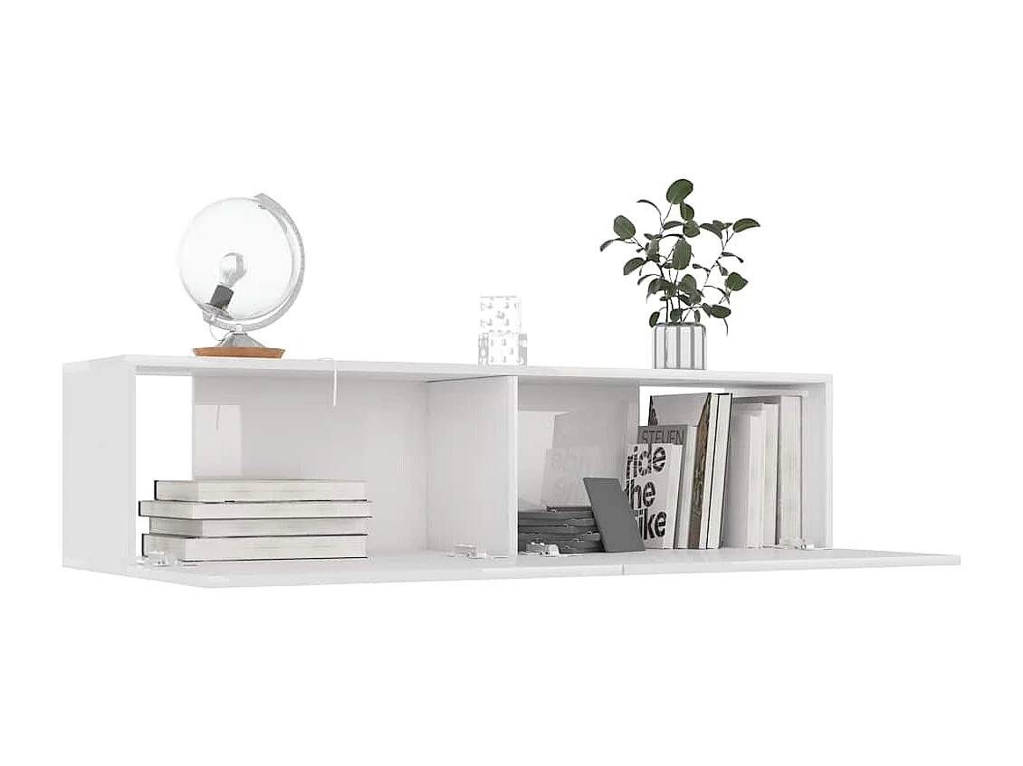 Meuble TV Blanc brillant 120x30x30 cm Bois d’ingénierie