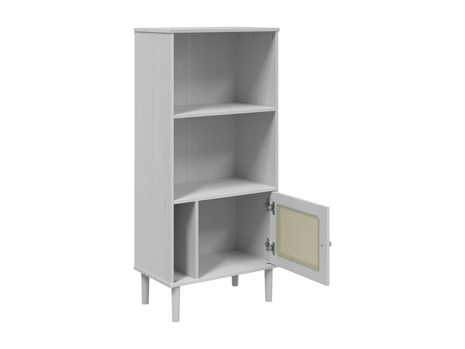 Estante SENJA aspeto de vime 60x35x130 cm pinho maciço branco