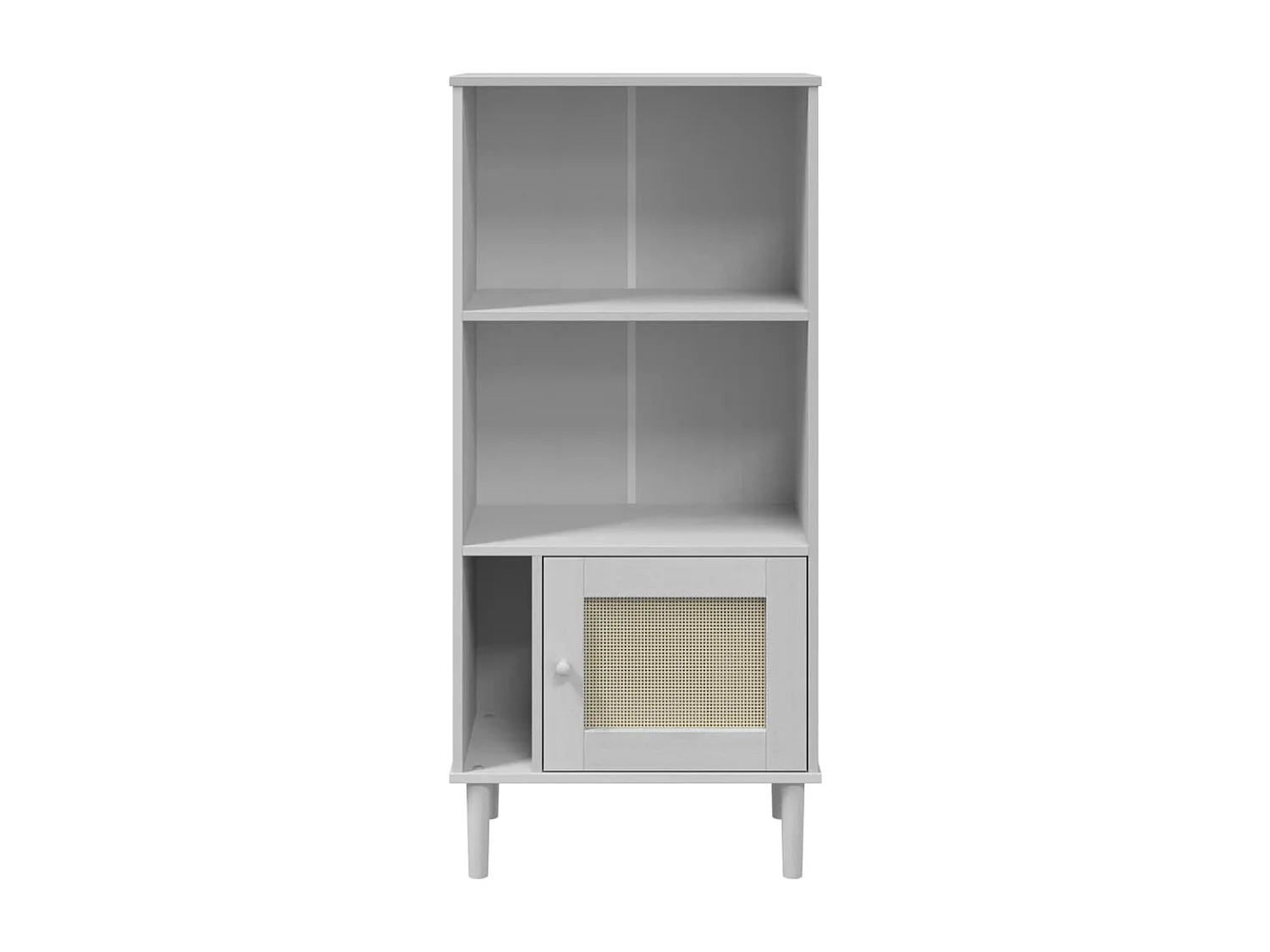 Bücherschrank SENJA Rattan-Look Weiß 60x35x130 cm Kiefernholz