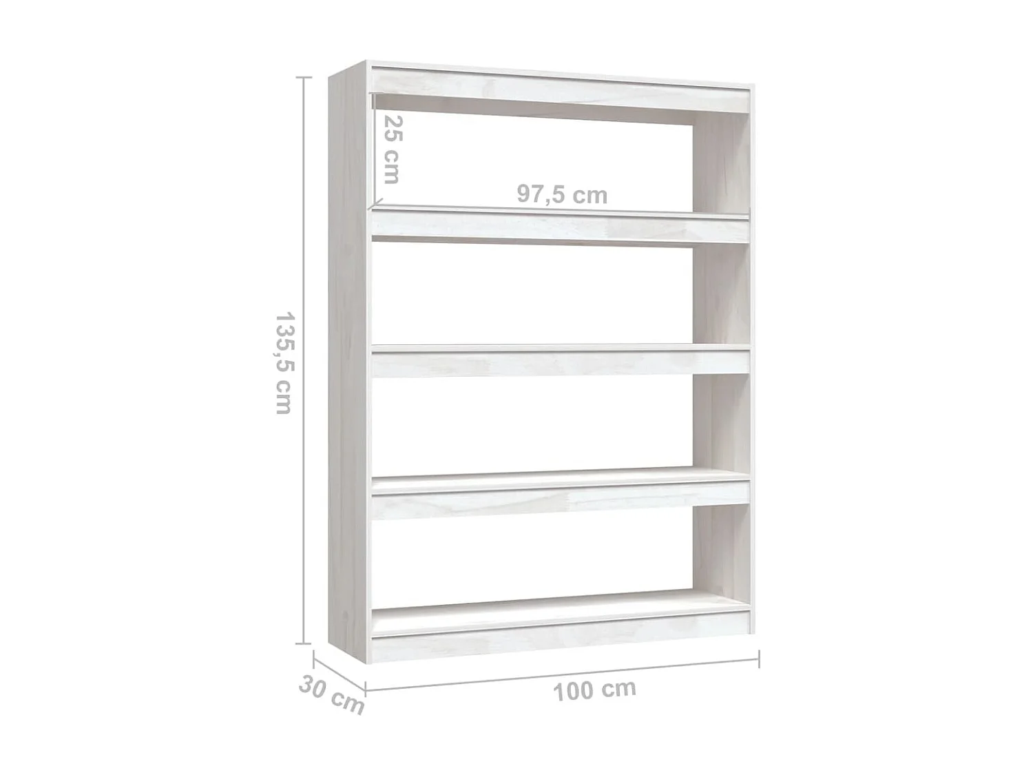Estante/divisória 100x30x135,5 cm pinho maciço branco