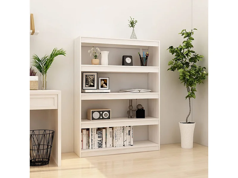 Bibliothèque/Séparateur de pièce Blanc 100x30x135,5 cm Pin