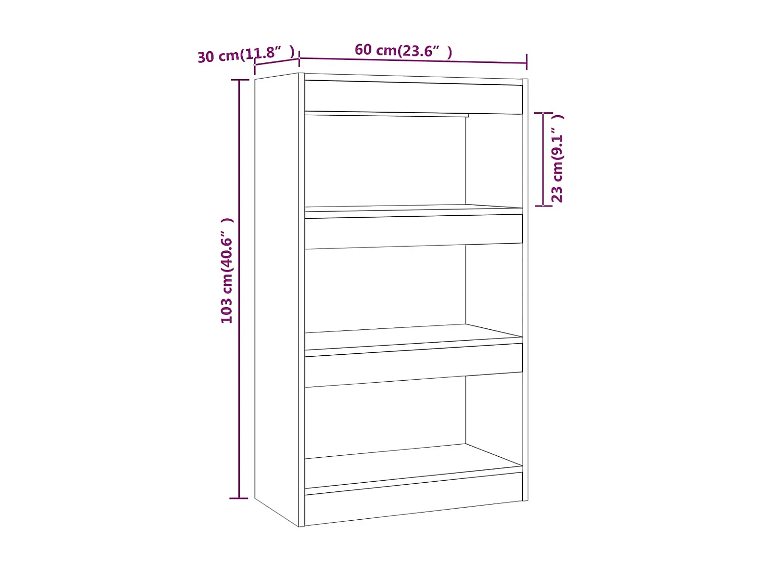 Boekenkast/kamerscherm 60x30x103 cm bewerkt hout gerookt eiken