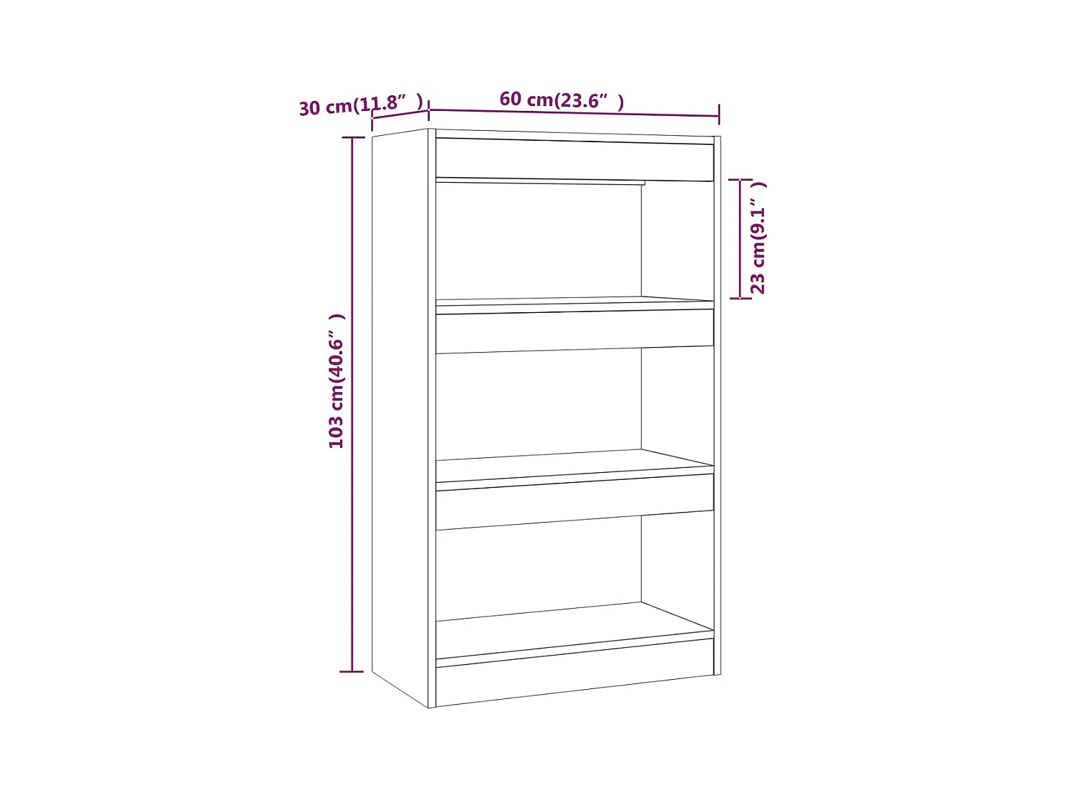 Bücherregal/Raumteiler Räuchereiche 60x30x103 cm Holzwerkstoff