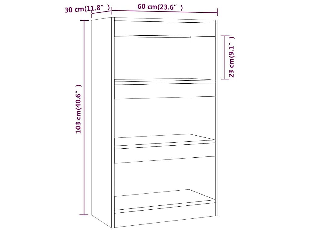 Bibliothèque/Séparateur de pièce Chêne fumé Bois d'ingénierie