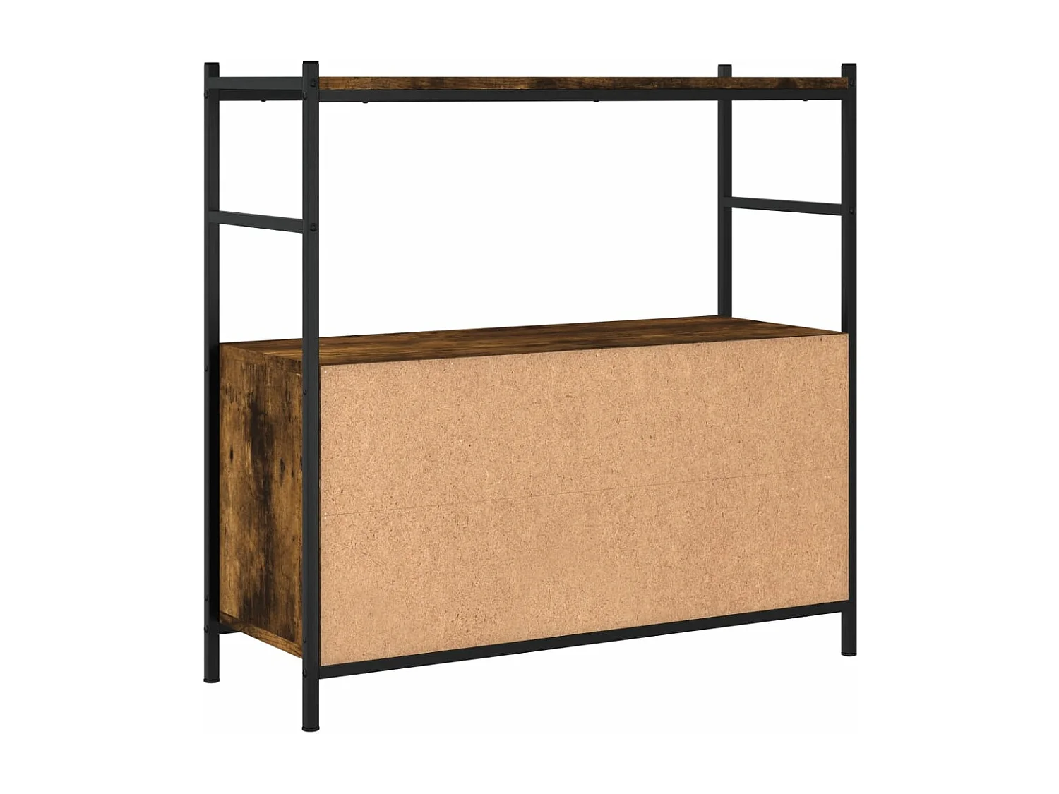 Bibliothèque chêne fumé 80x30x78,5 cm bois d'ingénierie et fer