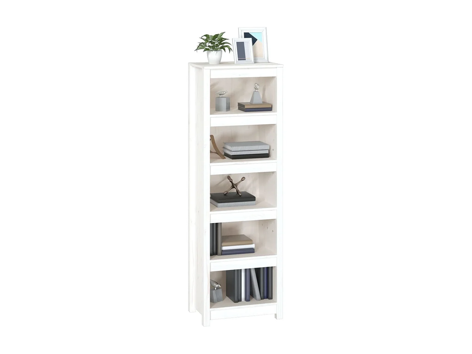 Libreria Bianca 50x35x154 cm in Legno Massello di Pino
