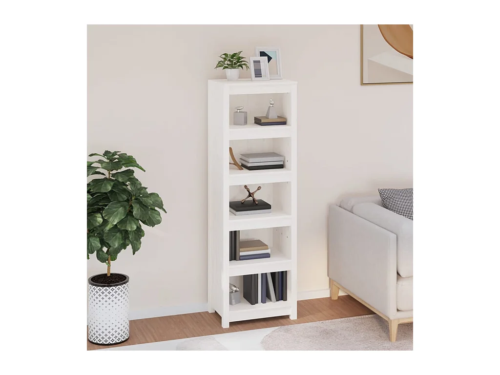 Libreria Bianca 50x35x154 cm in Legno Massello di Pino