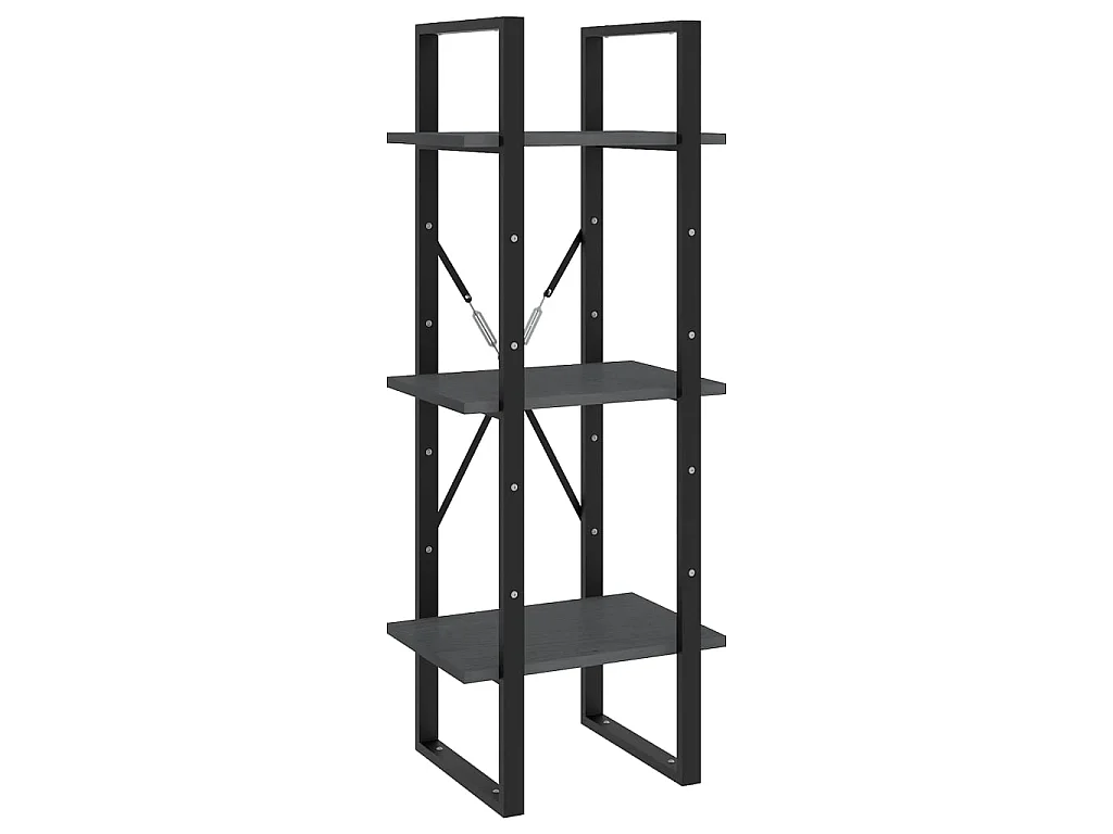Bibliothèque à 3 niveaux Gris 40x30x105 cm Bois de pin massif