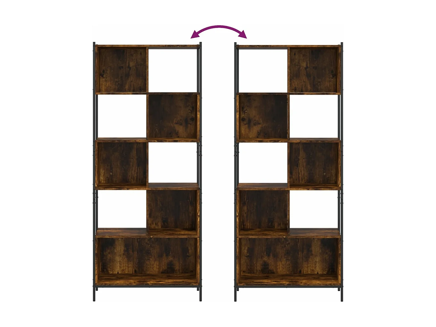 Bibliothèque chêne fumé 72x28x172 cm bois d'ingénierie