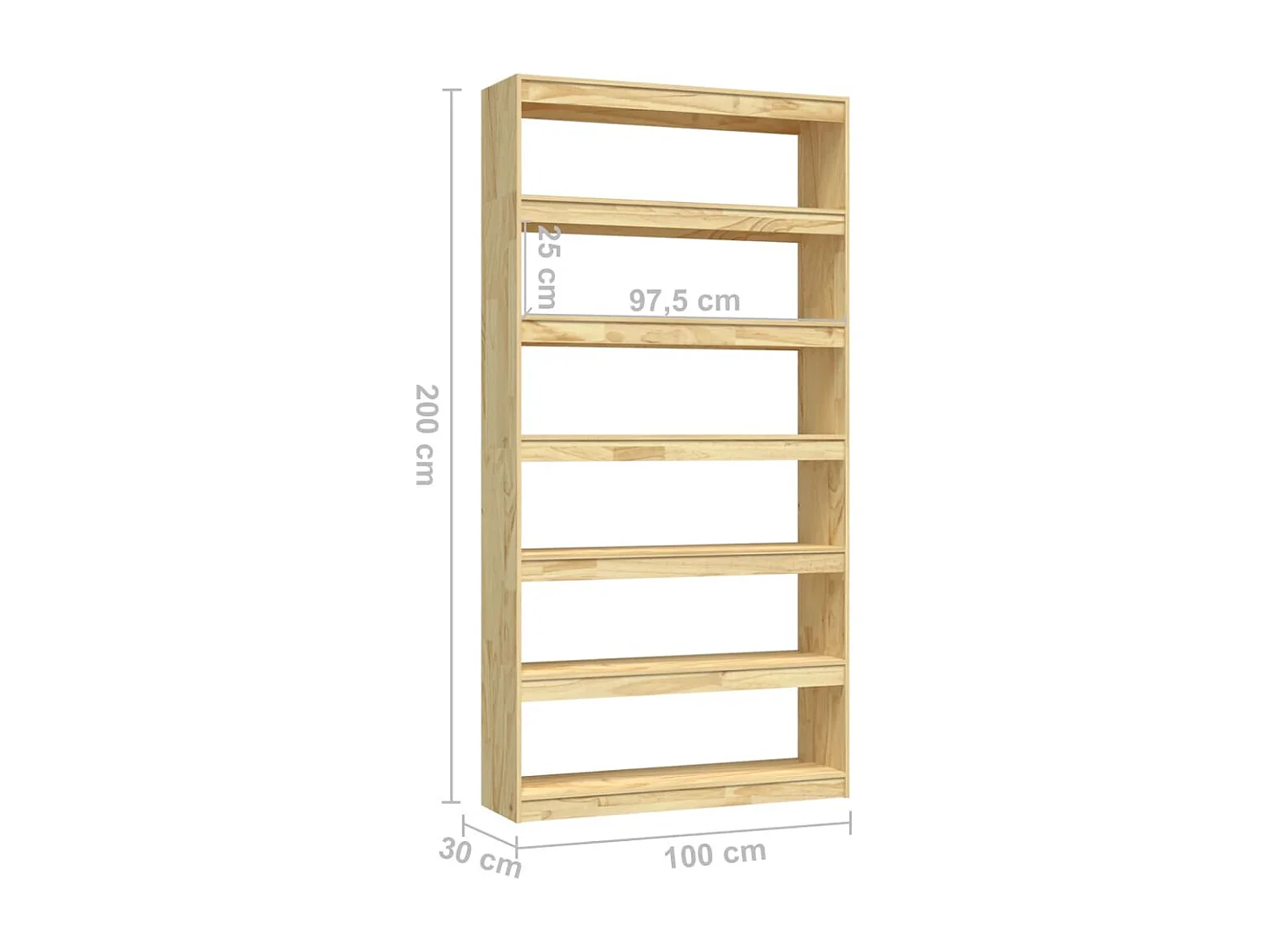 Boekenkast / kamerscherm 100x30x200 cm massief grenenhout