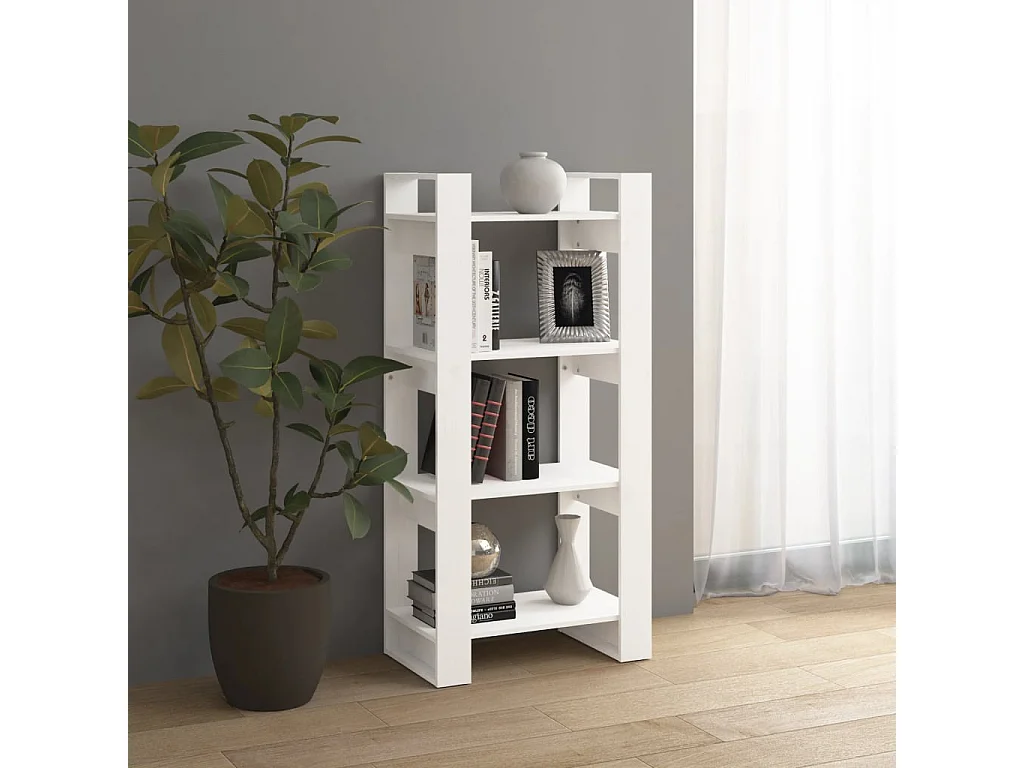 Libreria/Divisorio Bianco 60x35x125 cm Legno Massello