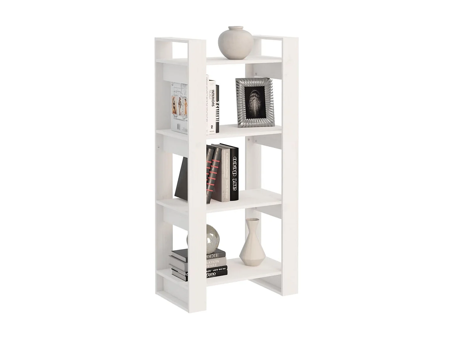 Boekenkast/kamerscherm 60x35x125 cm massief hout wit