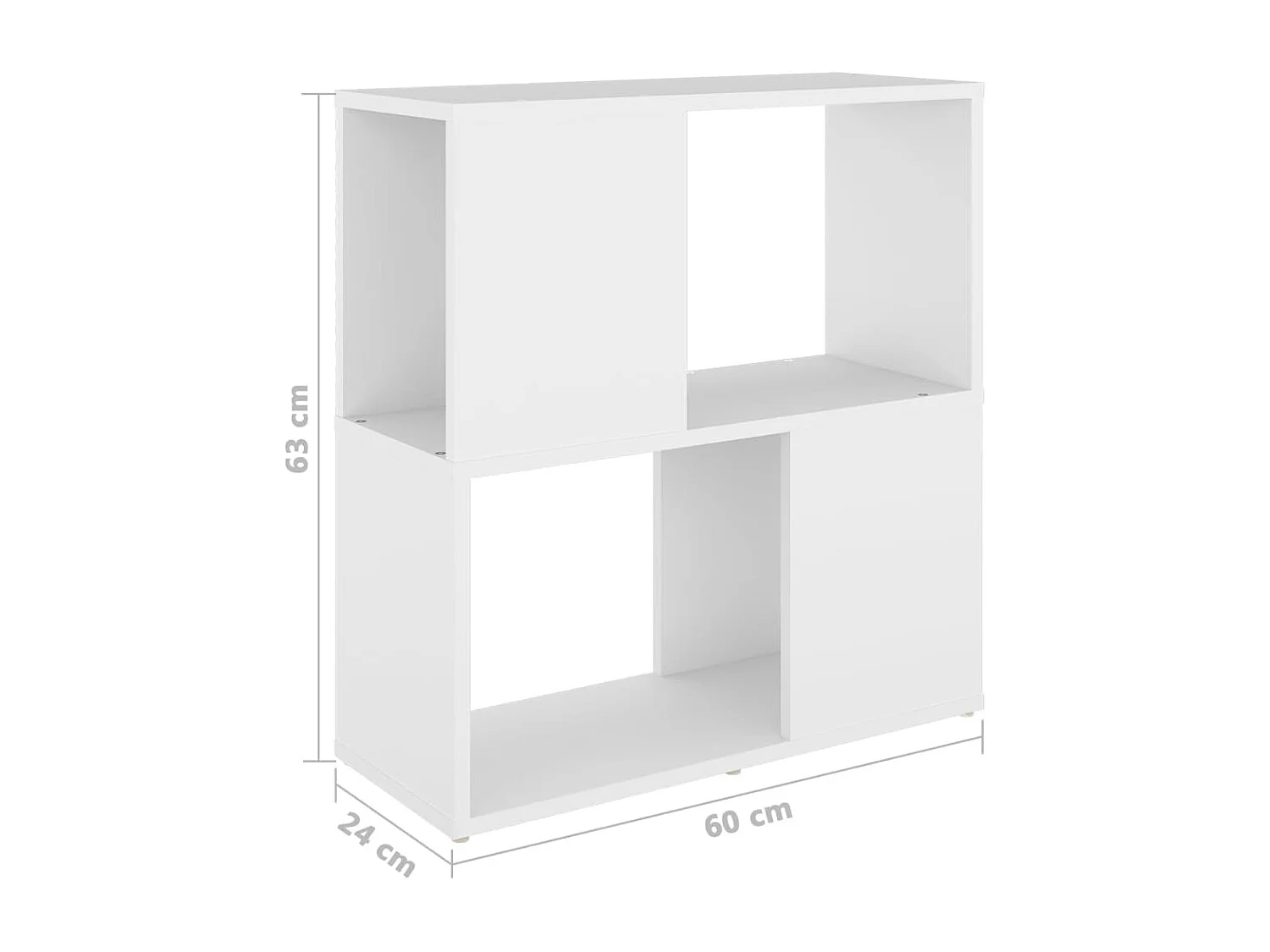 Bücherregal Weiß 60x24x63 cm Holzwerkstoff