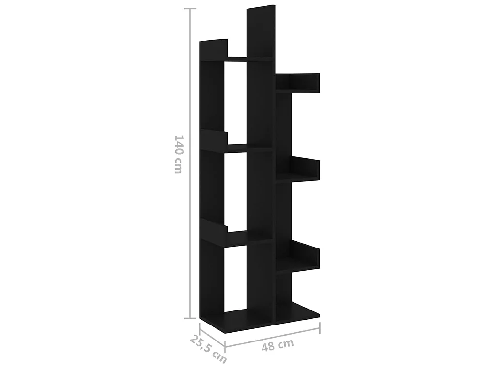 Bibliothèque Noir 48x25,5x140 cm Bois d’ingénierie