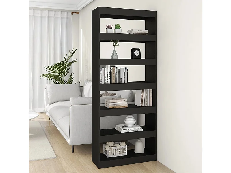 Libreria/Divisorio Nero 80x30x198 cm in Truciolato