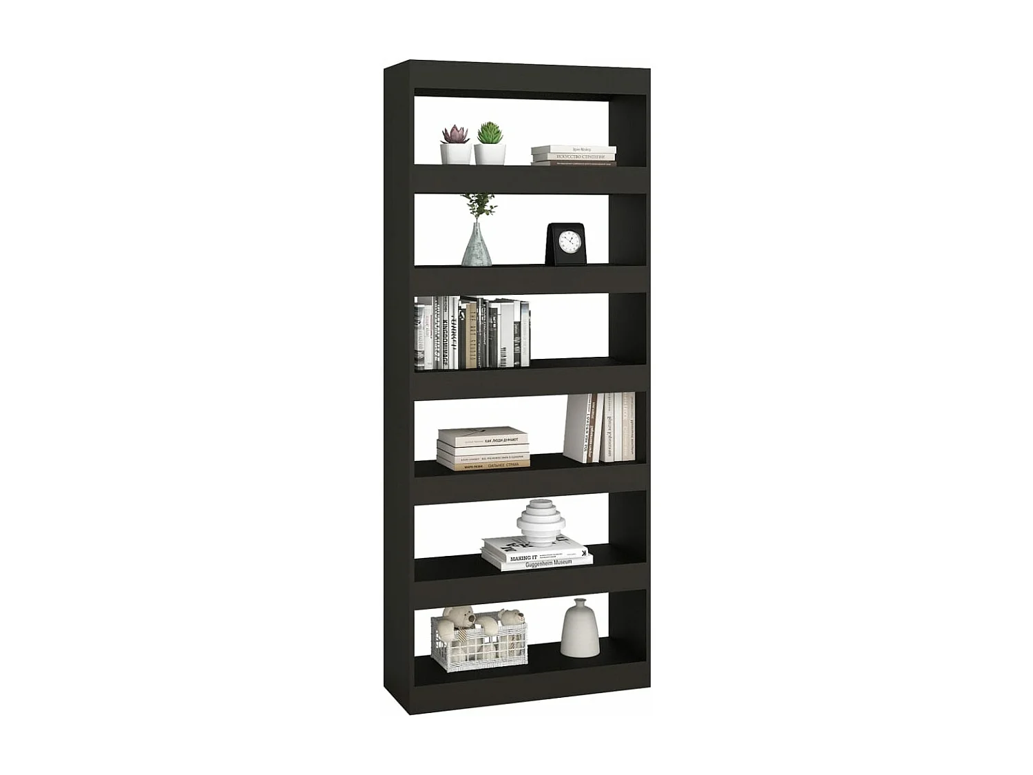 Bibliothèque/Séparateur de pièce noir bois d'ingénierie