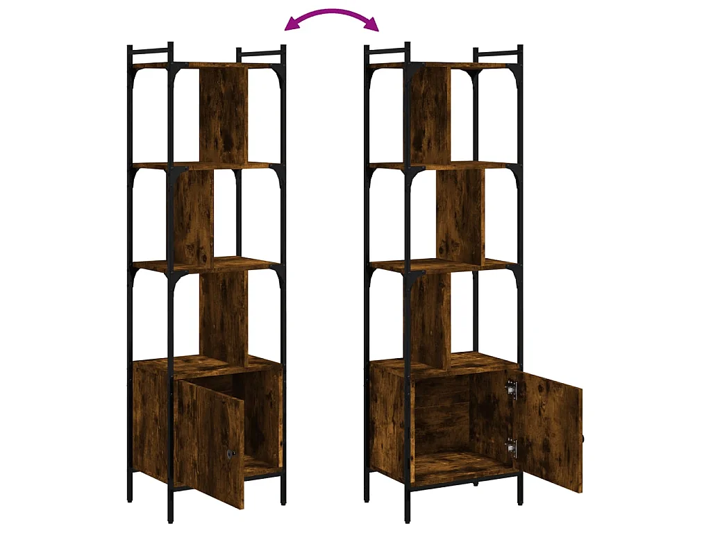 Bibliothèque avec porte chêne fumé 44,5x30x154,5 cm