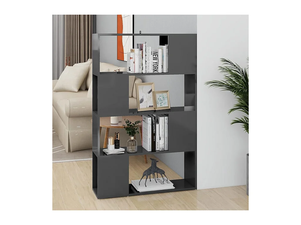 Bibliothèque/Séparateur de pièce Gris brillant 80x24x124,5 cm