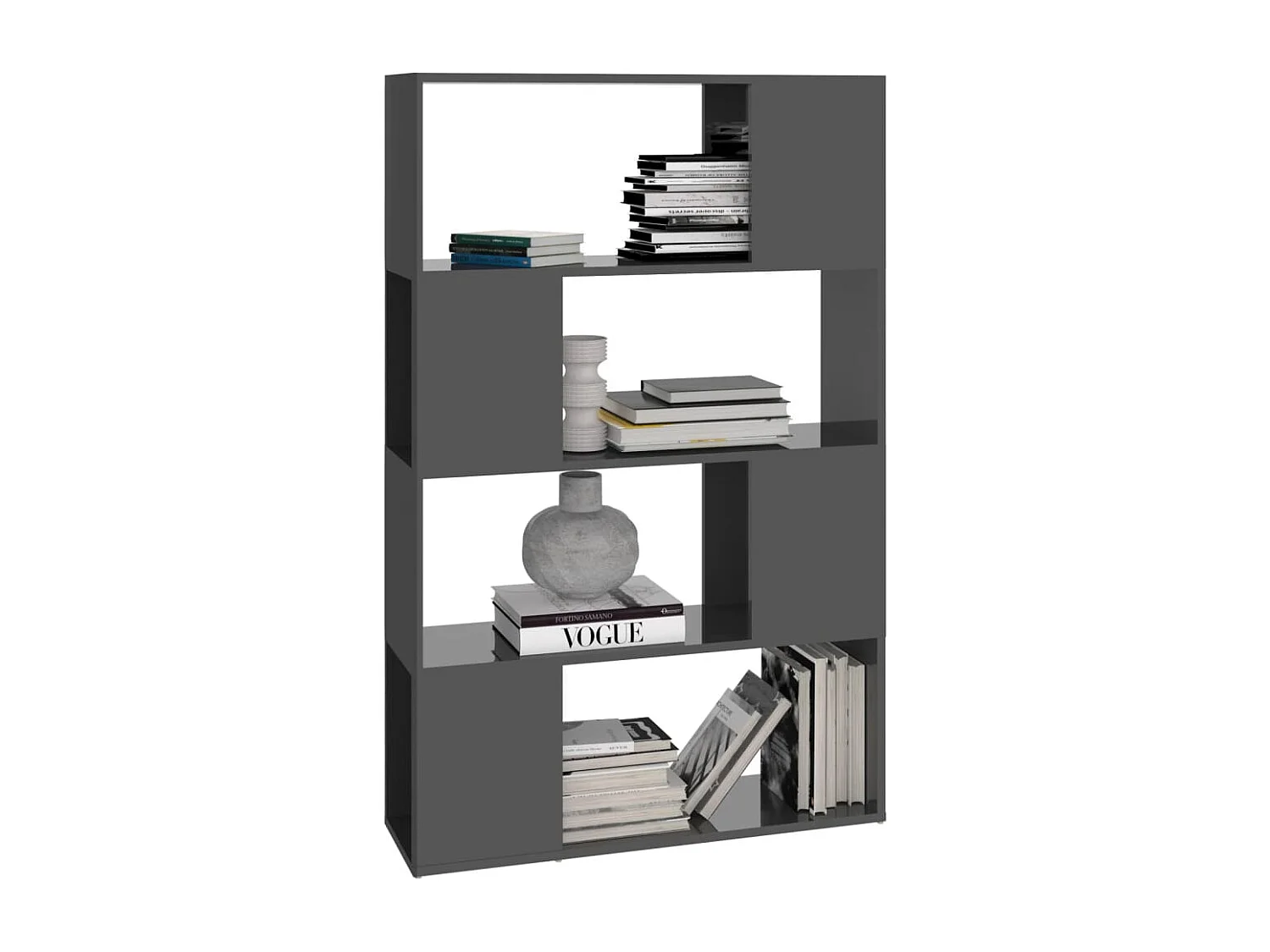 Estante/divisória 80x24x124,5 cm cinzento brilhante