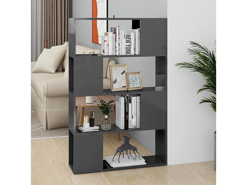 Estante/divisória 80x24x124,5 cm cinzento brilhante