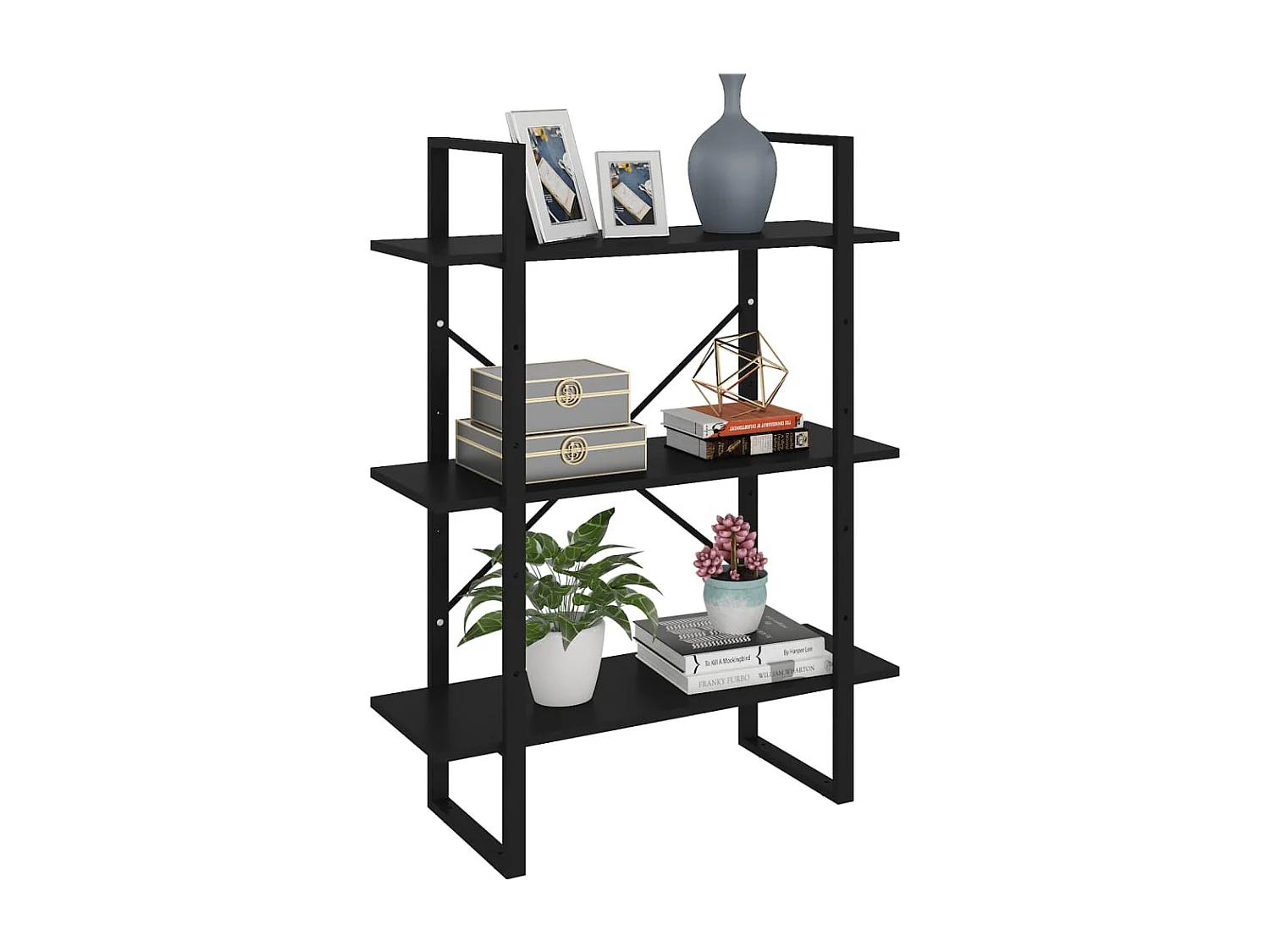 Libreria Nera 80x30x105 cm in Legno Multistrato