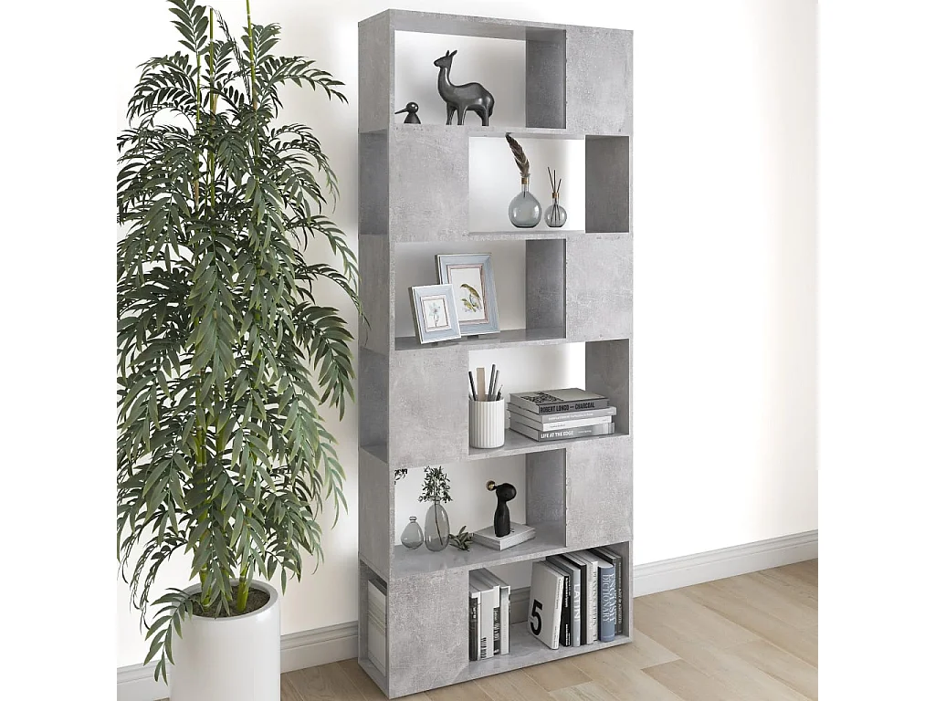 Bibliothèque/Séparateur de pièce Gris béton Bois d'ingénierie