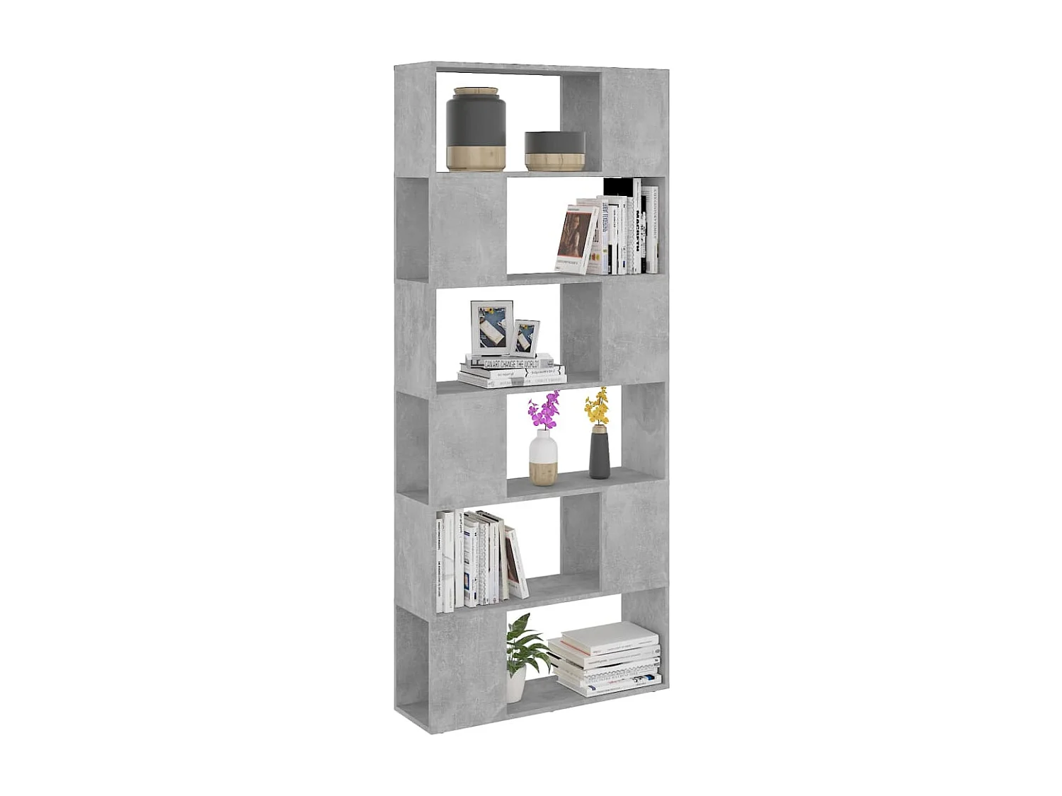 Bibliothèque/Séparateur de pièce Gris béton Bois d'ingénierie