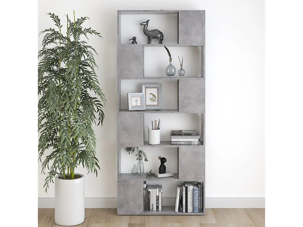 Bibliothèque/Séparateur de pièce Gris béton Bois d'ingénierie