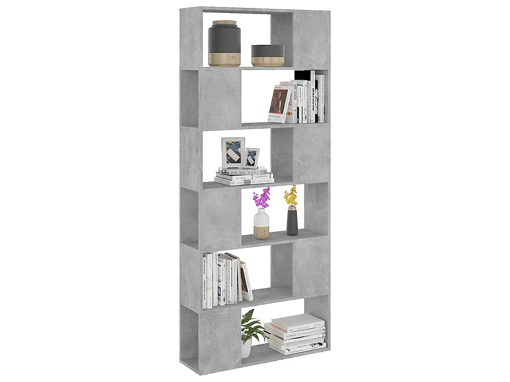 Bibliothèque/Séparateur de pièce Gris béton Bois d'ingénierie