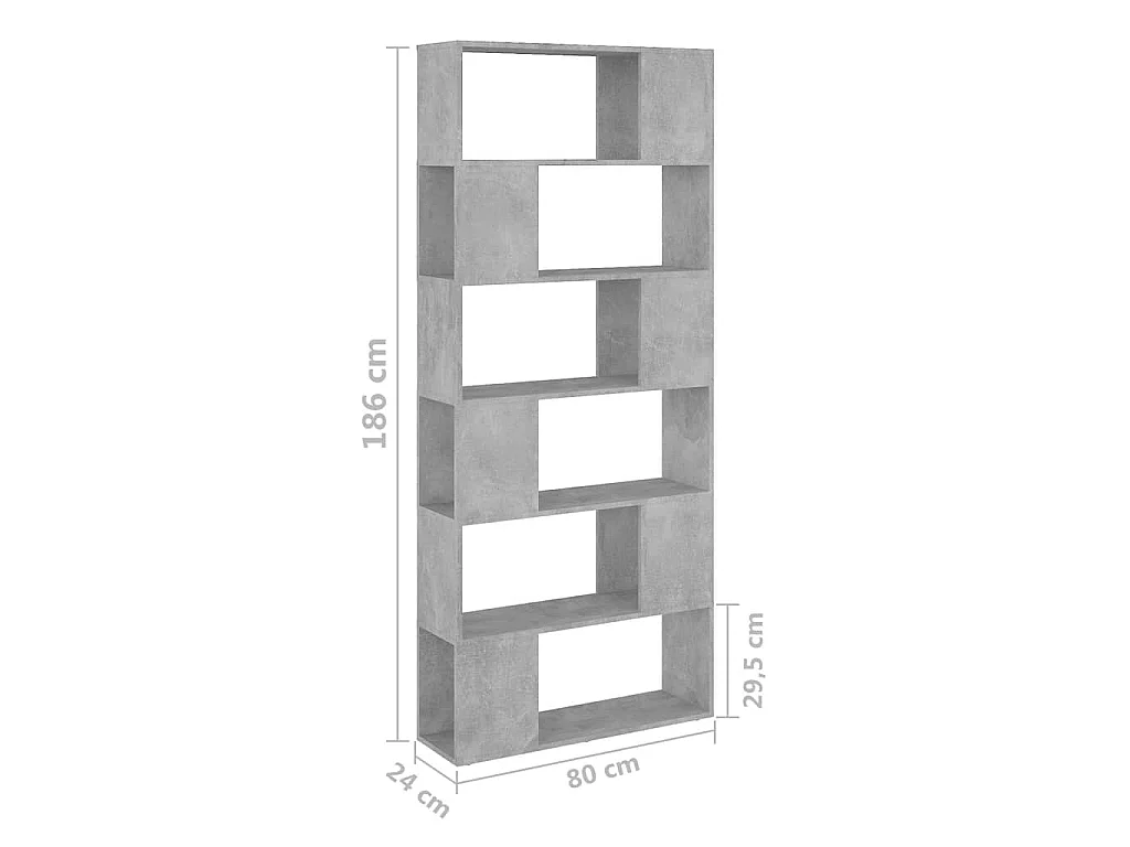 Bibliothèque/Séparateur de pièce Gris béton Bois d'ingénierie