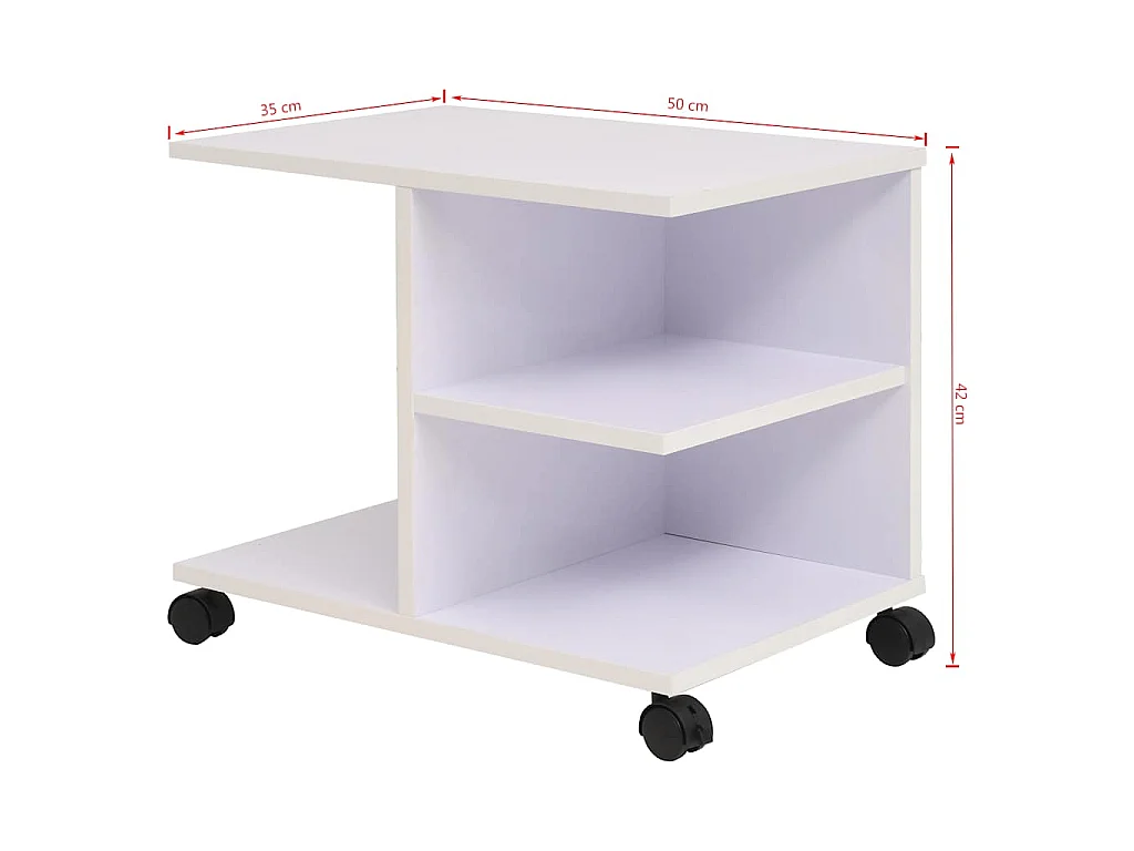 Beistelltisch mit Rollen 50×35×42 cm Weiß