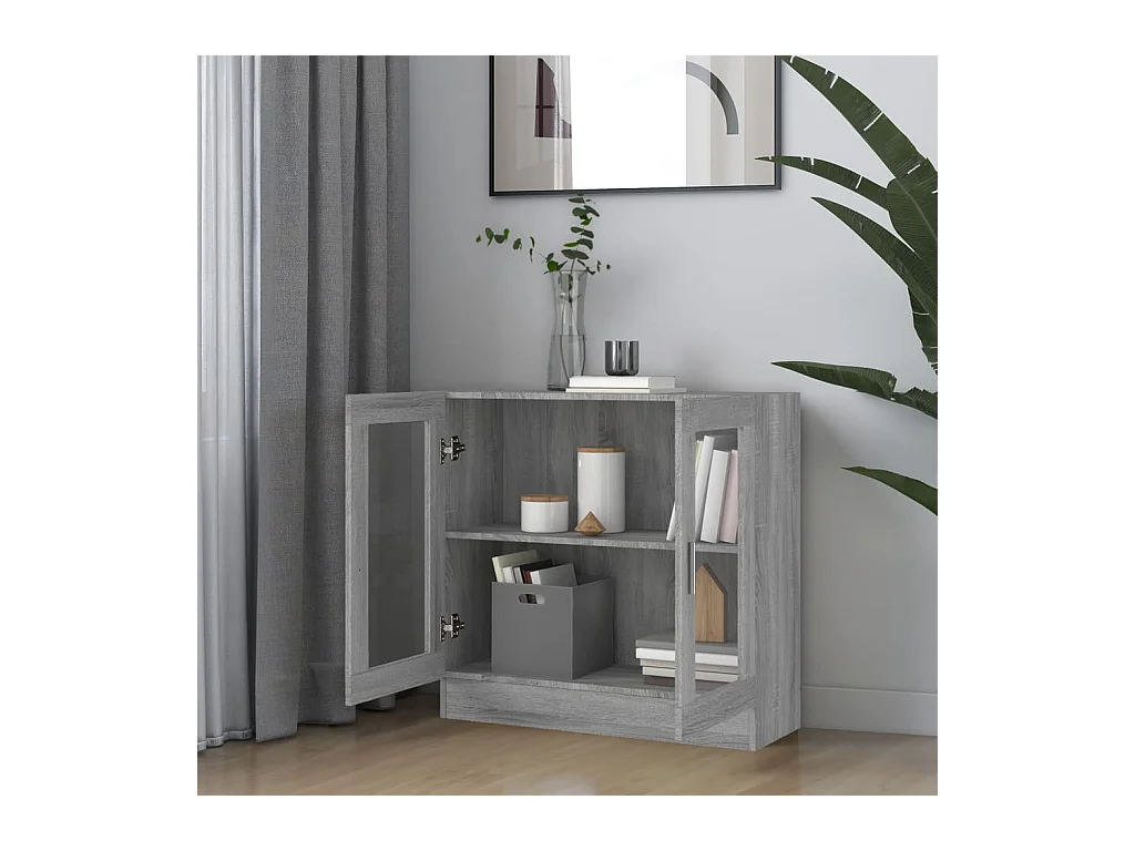 Vitrinenschrank Grau Sonoma 82,5x30,5x80 cm Holzwerkstoff