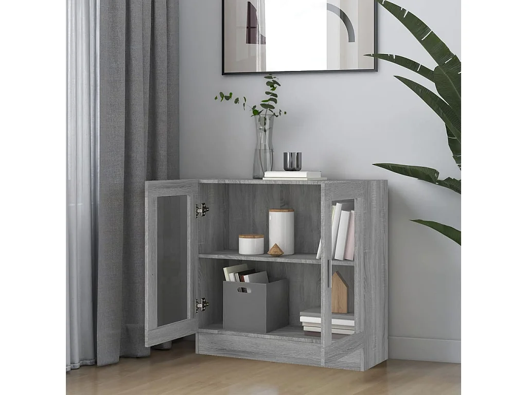 Armoire à vitrine Sonoma gris 82,5x30,5x80 cm Bois d'ingénierie