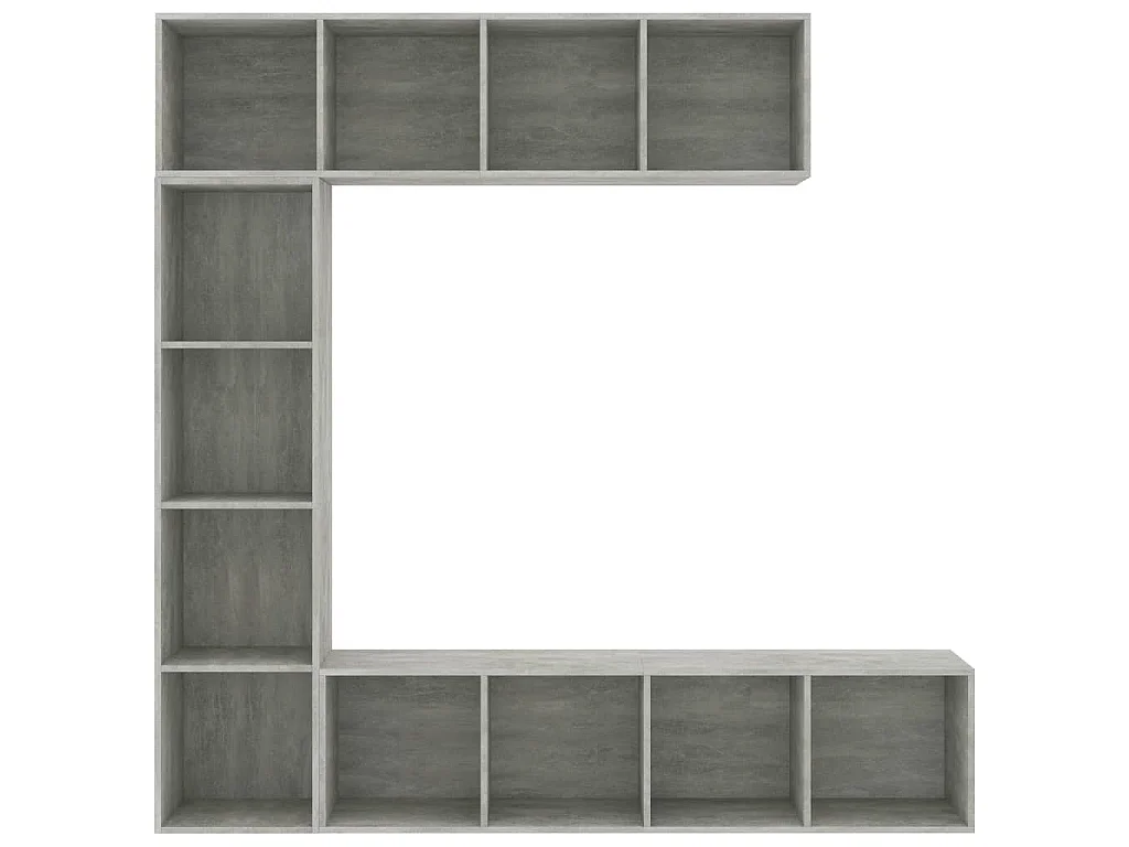 Set Mobili Libreria/Porta TV 3 pz Grigio Cemento 180x30x180 cm