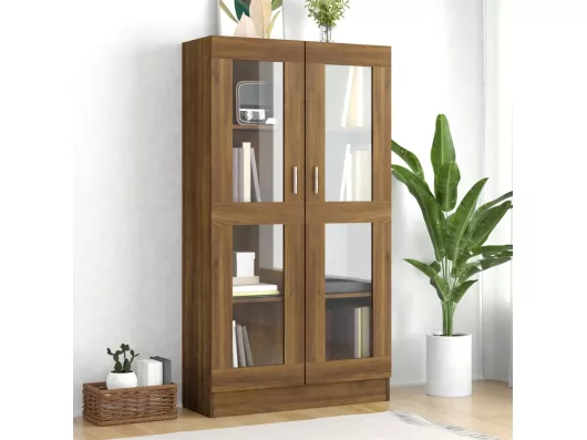 Kauf Unique Vitrinenschrank Braun Eiche-Optik 82,5x30,5x150cm Holzwerkstoff