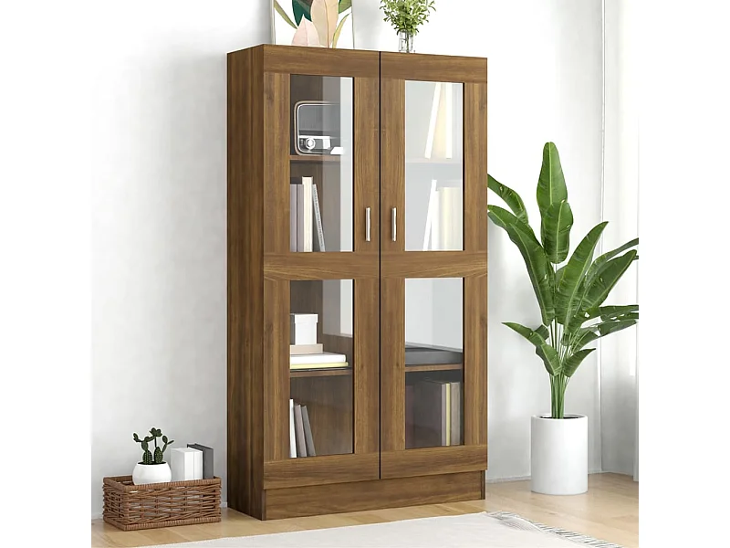 Armoire à vitrine Chêne brun 82,5x30,5x150 cm Bois d'ingénierie