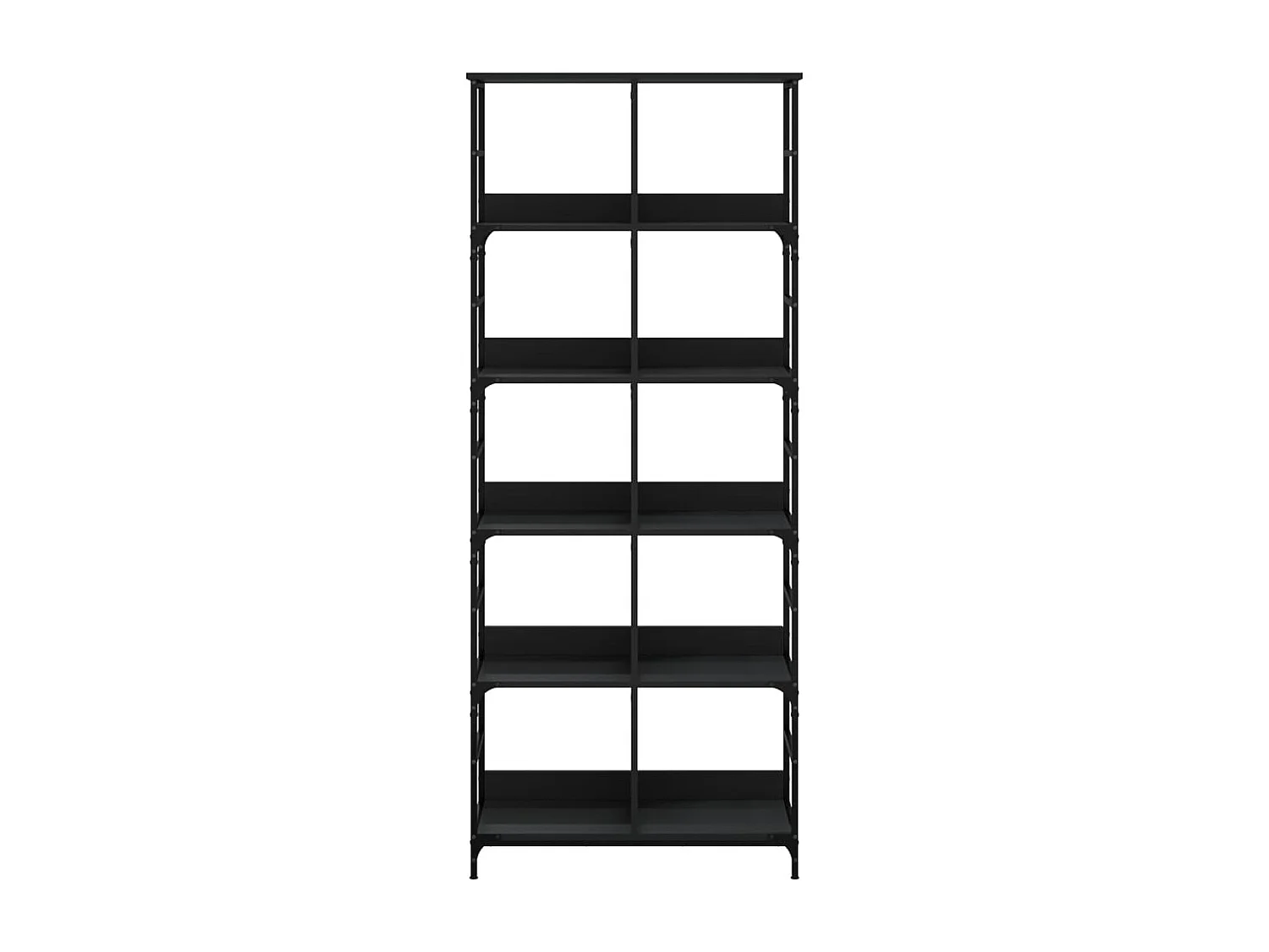 Libreria Nera 78,5x33x188,5 cm in Legno Multistrato