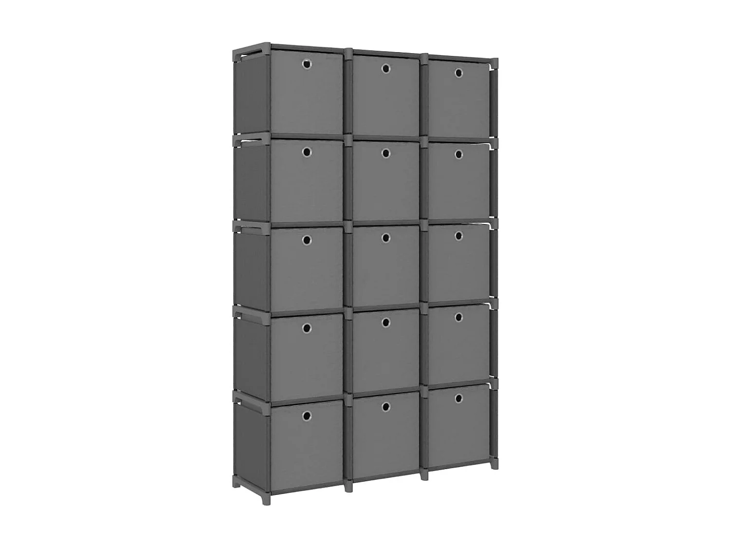Étagère à 15 cubes avec boîtes Gris 103x30x175,5 cm Tissu