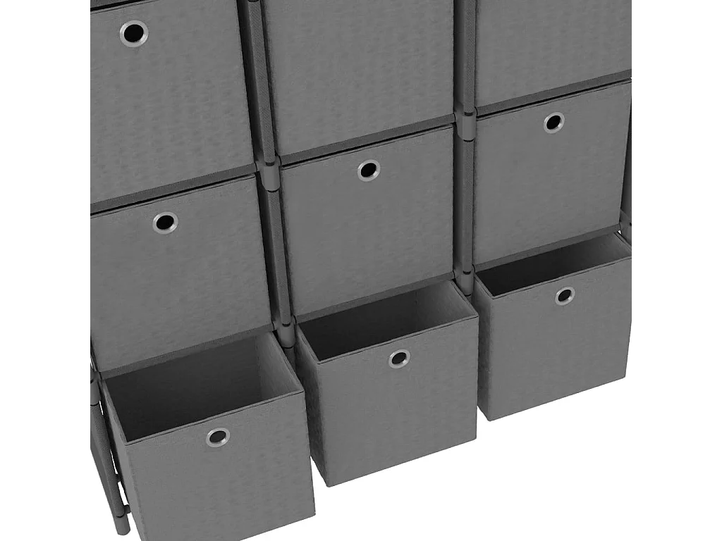 Étagère à 15 cubes avec boîtes Gris 103x30x175,5 cm Tissu