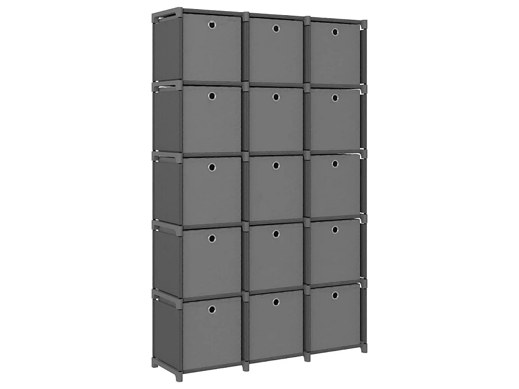 Mobile con 15 Scatole a Cubo Grigio 103x30x107,5 cm in Tessuto