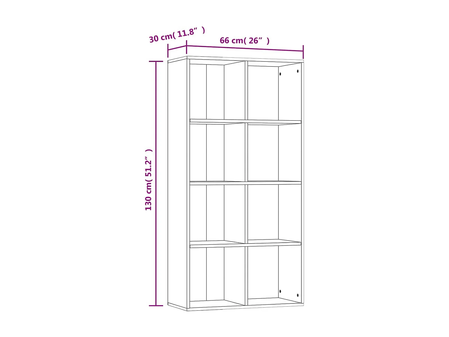 Boekenkast/dressoir 66x30x130 cm bewerkt hout betongrijs