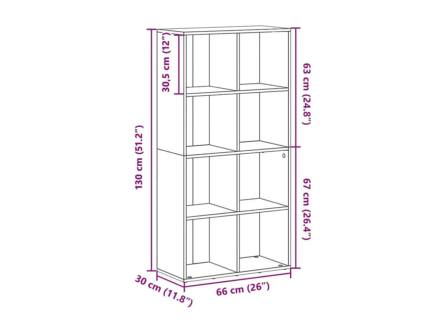 Bibliothèque/Buffet Gris béton 66x30x130 cm Bois d’ingénierie