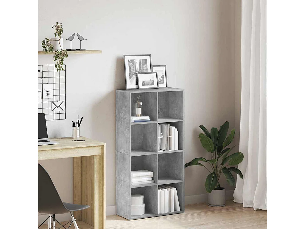 Boekenkast/dressoir 66x30x130 cm bewerkt hout betongrijs