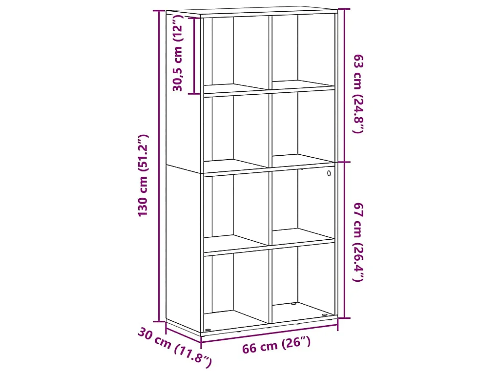 Boekenkast/dressoir 66x30x130 cm bewerkt hout betongrijs